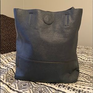 Joy Susan Navy Leather Tote Bag NWOT